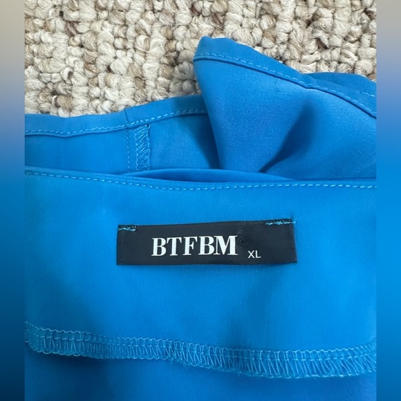 BTFBM Blue Buttoned Long Sleeve Polyester dress XL - Picture 4 of 8